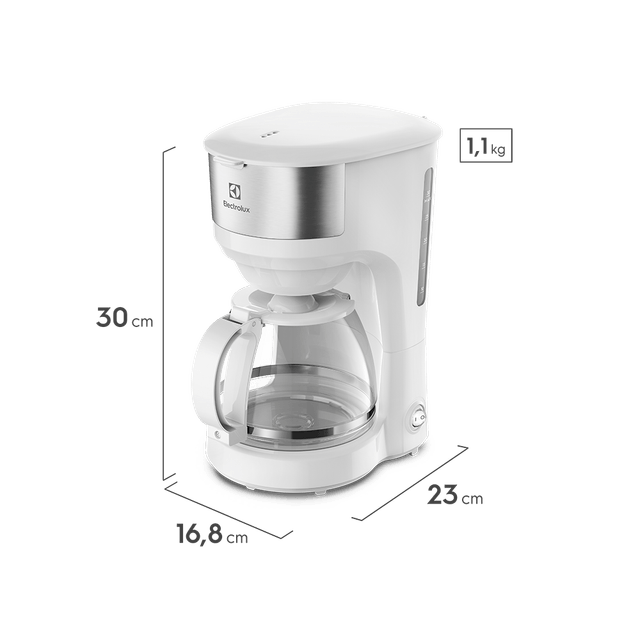 CAFETERA ELECTROLUX ECM21 BLANCA 1.25 ltrs FILTRO PERMANENTE