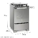 COCINA ELECTROLUX 56GXQ 56cm INOX 4 HORNALLAS GRILL ENC. 91x56x68cm CLASE A