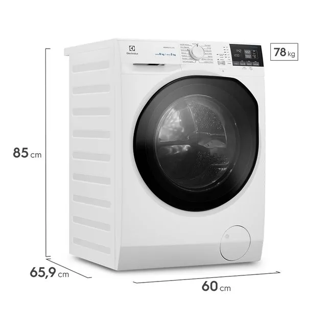 LAVASECARROPA ELECTROLUX EWD08B INVERTER 8k BLANCO CARGA FRONTAL 85x60x57.5