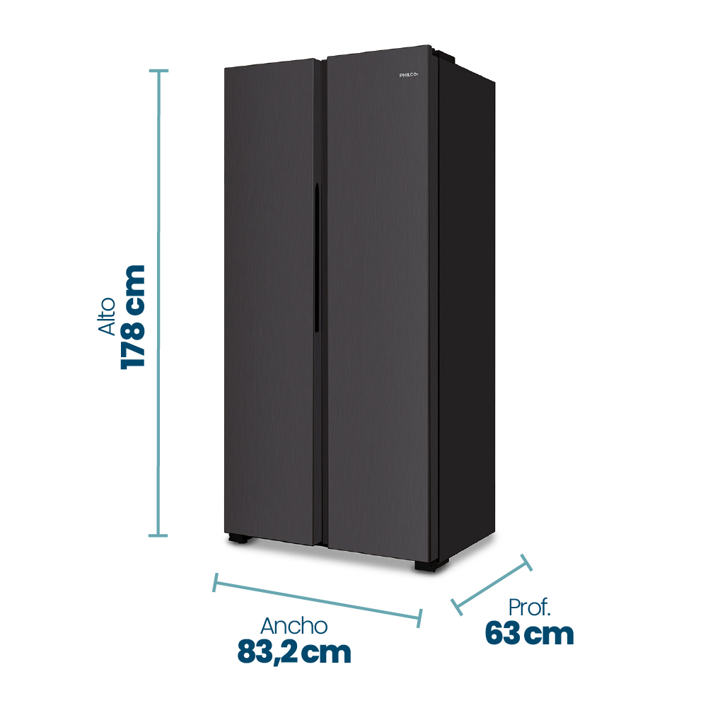 HELADERA PHILCO PHSB450N SIDE BY SIDE 428L BLACK 178x83.2x63