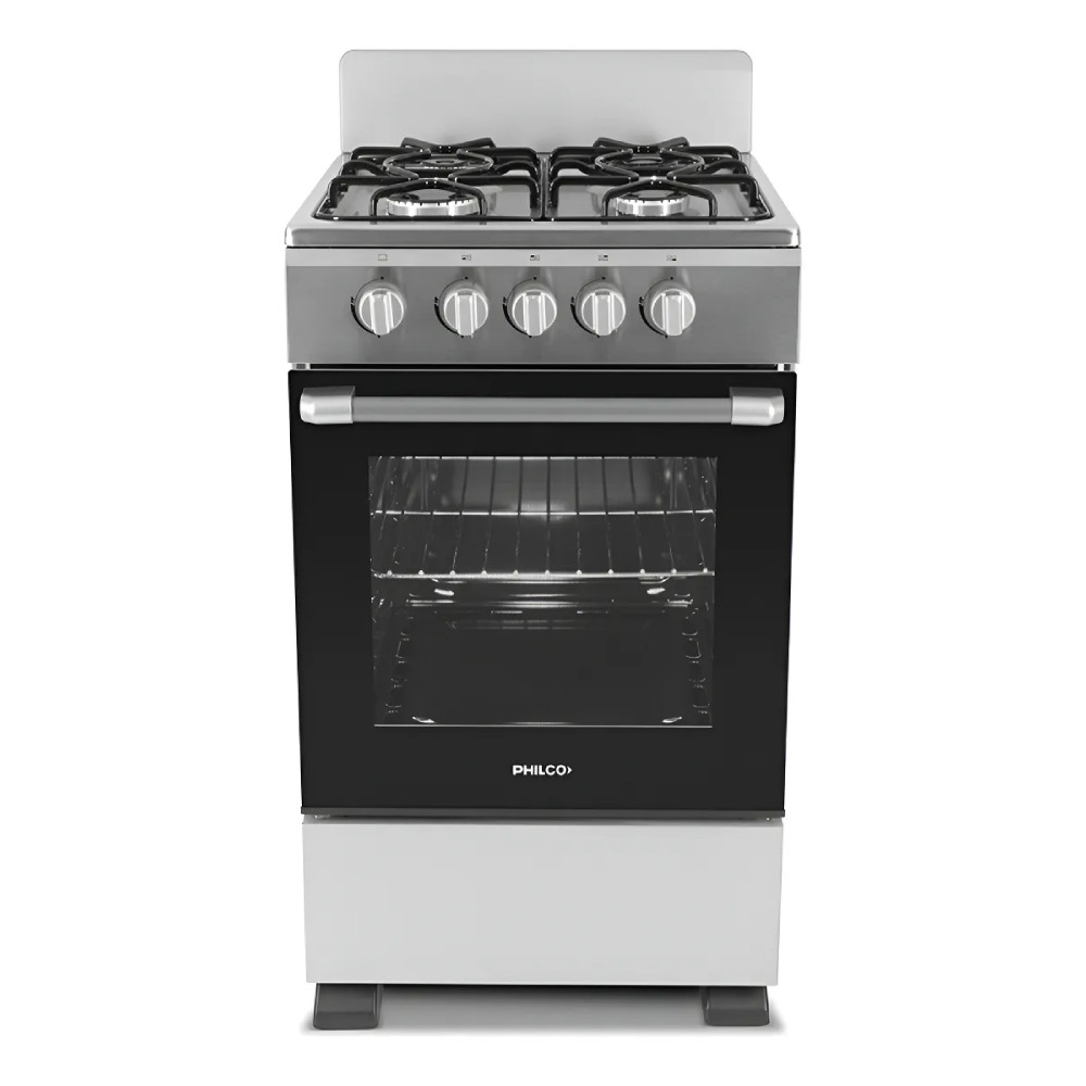COCINA PHILCO PHCN50P INOX MULTIGAS 50CM 4 HORNALLAS FACIL LIMPIEZA