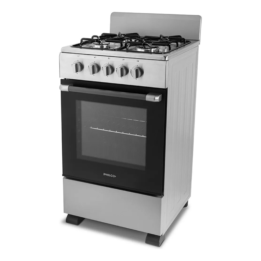 COCINA PHILCO PHCN50P INOX MULTIGAS 50CM 4 HORNALLAS FACIL LIMPIEZA