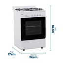COCINA PHILCO PHCM56BL ESSENTIAL BLANCA MULTIGAS 56CM 4 HORNALLAS FACIL LIMPIEZA