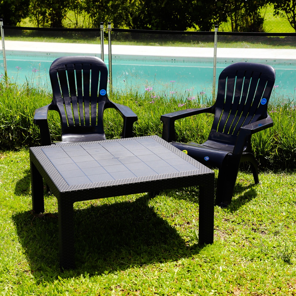 MESA VOSS2000 BARU PATA CORTA GRAFITO 90x90cm SIMIL RATAN