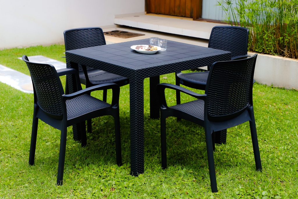 MESA VOSS2000 FIDJI GRAFITO 90x90cm SIMIL RATAN