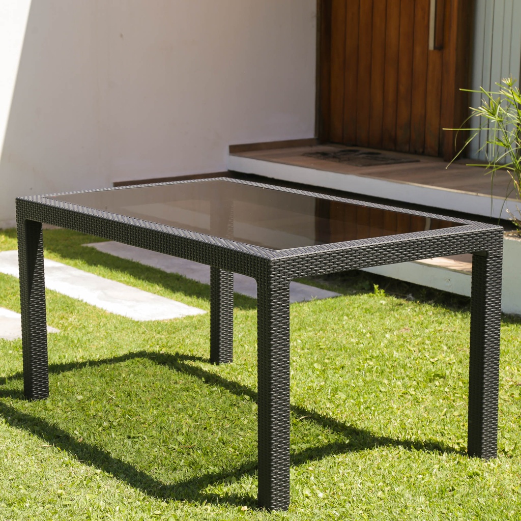 MESA VOSS2000 INDONESIA VIDRIO TEMPLADO CAPUCHINO  6MM SIMIL RATAN