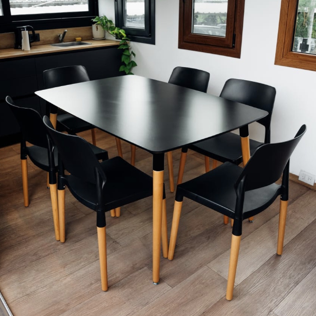 MESA VOSS2000 MILAN NEGRA 120x080 PATAS MADERA TIPO EAMES