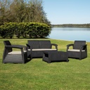 MUEBLE JARDIN VOSS2000 ROMA 2 SILLON IND+1 DOBLE + 1 MESA AUX TIPO RATAN GRAFITO