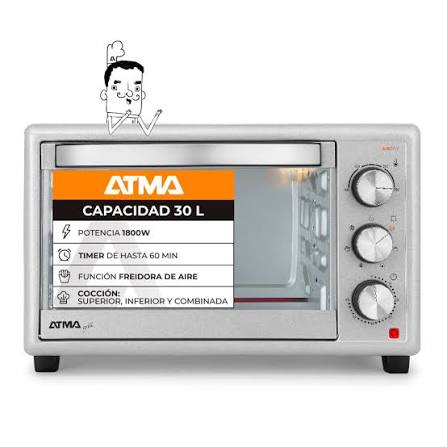 HORNO ELECTRICO AIR FRYER ATMA 30l HGFA3023PI MULTIF w 10pg 100°C 230°C