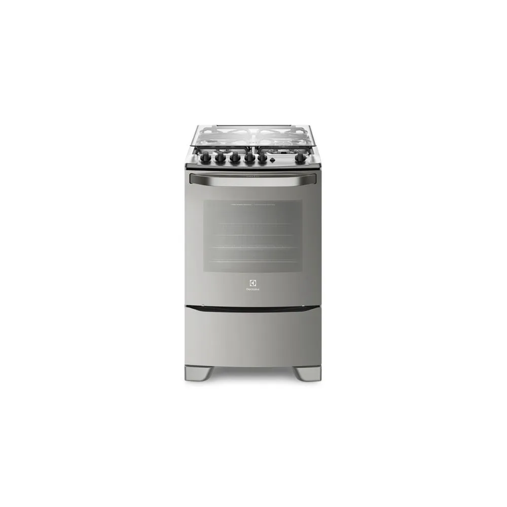 COCINA ELECTROLUX 56GXQ 56cm INOX 4 HORNALLAS GRILL ENC. 91x56x68cm CLASE A