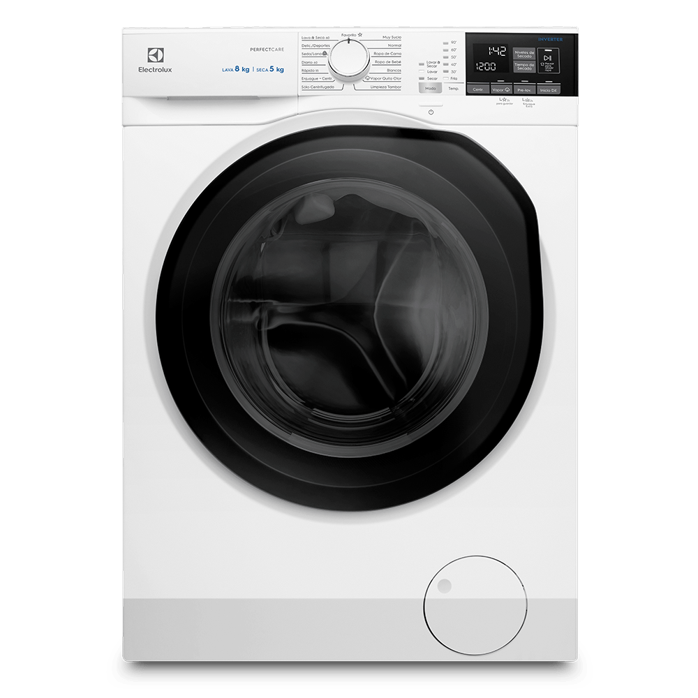 LAVASECARROPA ELECTROLUX EWD08B INVERTER 8k BLANCO CARGA FRONTAL 85x60x57.5