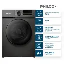 LAVARROPA PHILCO PHLFA11C3AGN 11kg 1400rpm INVERTER GRIS FRONTAL 16P