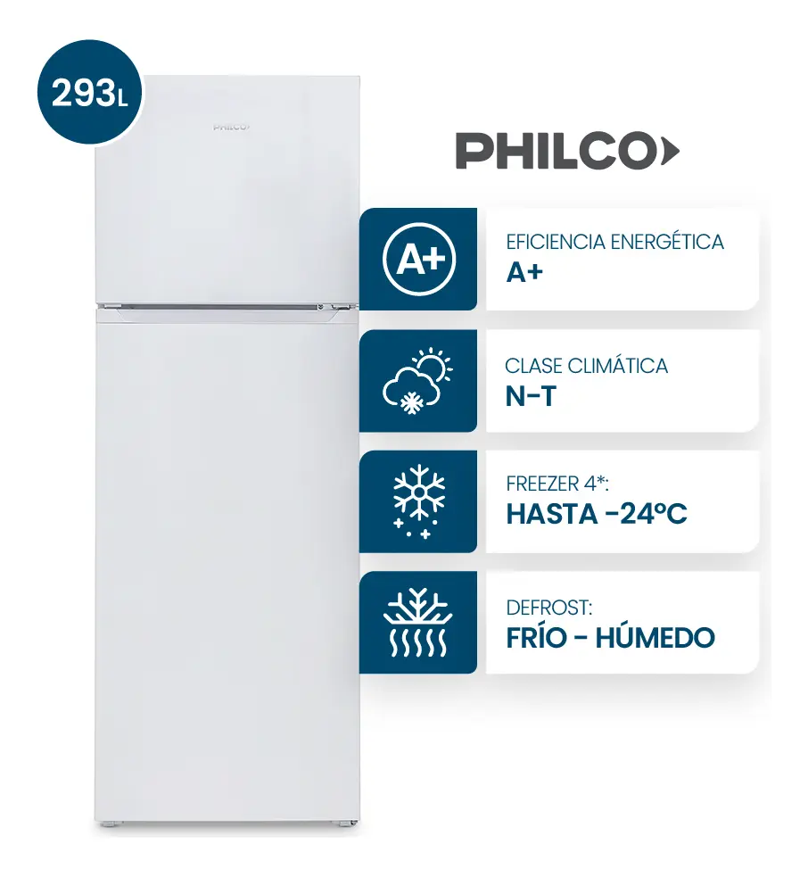 HELADERA PHILCO PHCT320B BLANCA A+ 60x60x172cm CICLICA