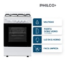 COCINA PHILCO PHCM56BL ESSENTIAL BLANCA MULTIGAS 56CM 4 HORNALLAS FACIL LIMPIEZA