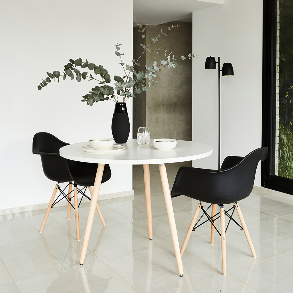 MESA EAMES SILCAR REDONDA Ø900x765mm MELAMINA BALANCA