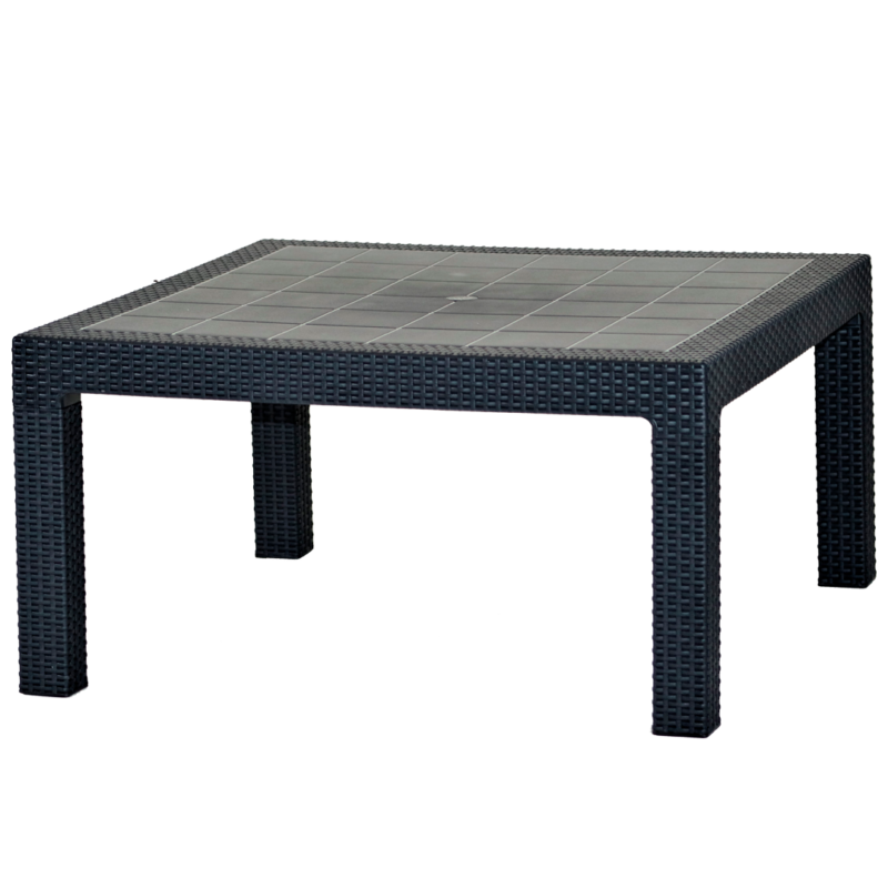 MESA VOSS2000 BARU PATA CORTA GRAFITO 90x90cm SIMIL RATAN