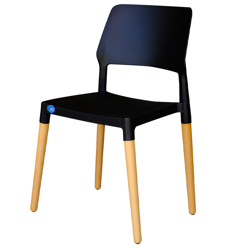 SILLA VOSS2000 NIZA NEGRA PATAS MADERA CHASIS PLASTICO
