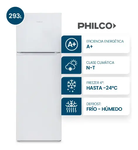 [05010320] HELADERA PHILCO PHCT320B BLANCA A+ 60x60x172cm CICLICA