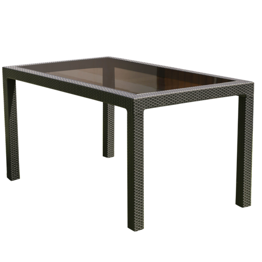 [28600060] MESA VOSS2000 INDONESIA VIDRIO TEMPLADO CAPUCHINO  6MM SIMIL RATAN